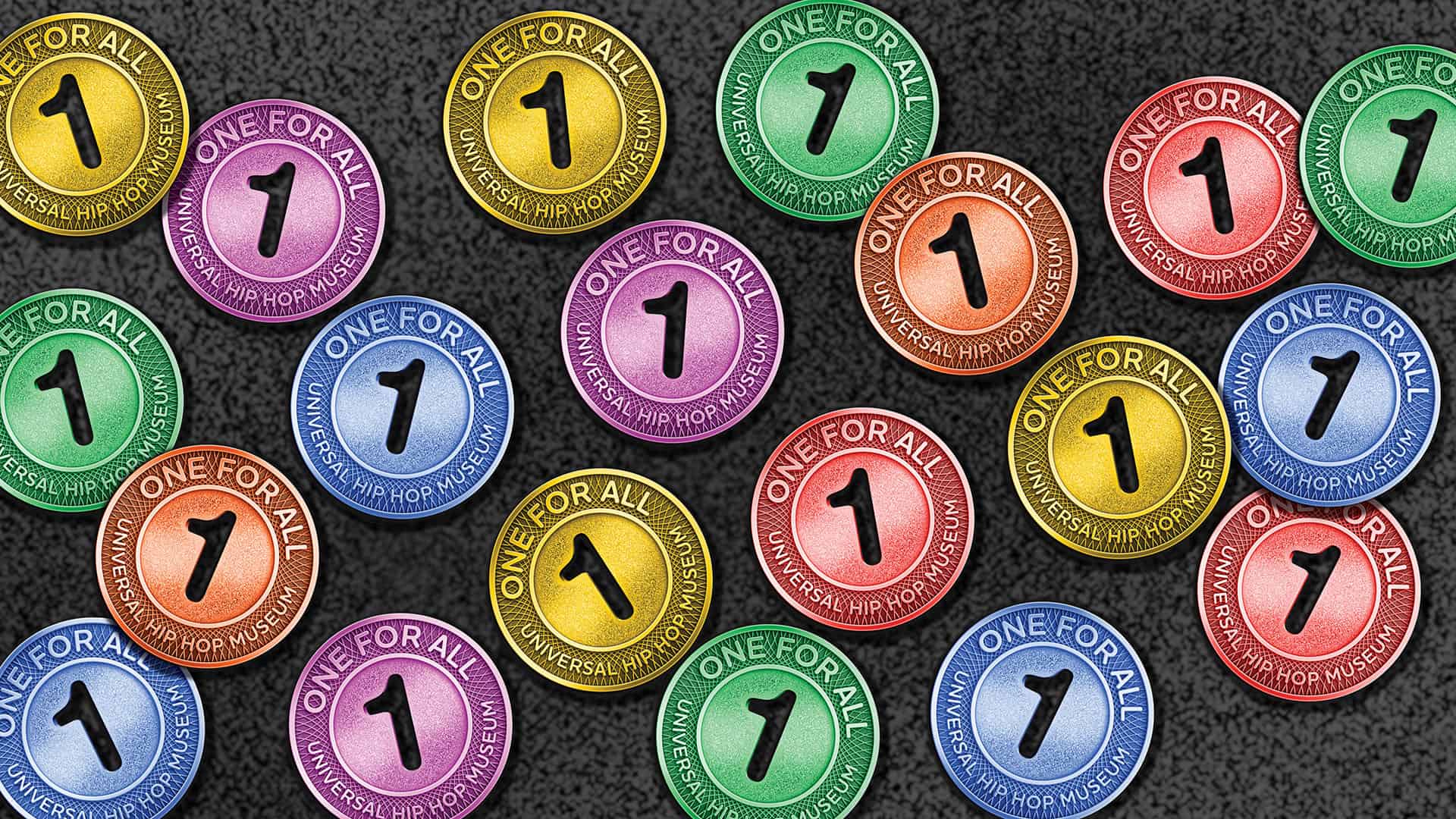 Universal Hip Hop Museum Replicate Subway Tokens designed for One for All Campaign